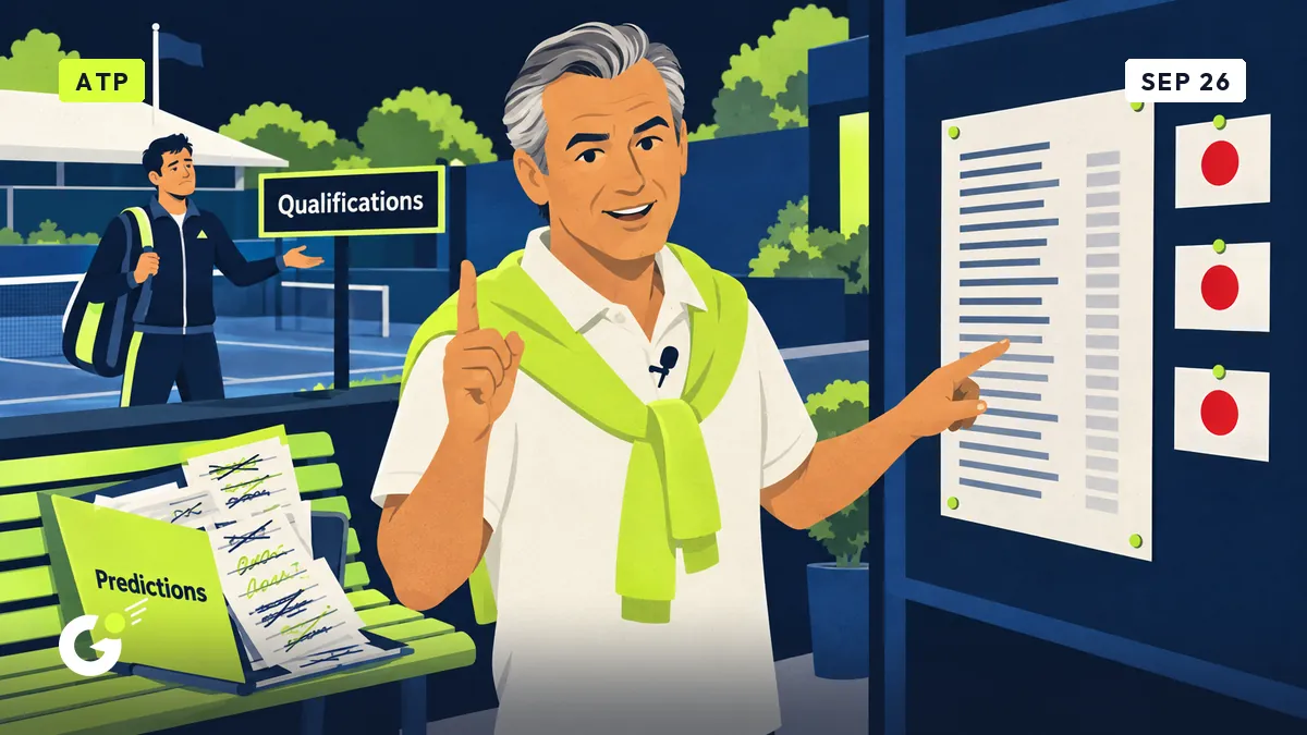 Jean-Pol proudly points at an entry-list board, clutching a folder of rewritten predictions.'
