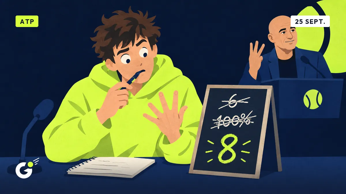 Maxime, carnet en main, compte sur ses doigts devant un tableau où le chiffre 8 remplace des calculs raturés.