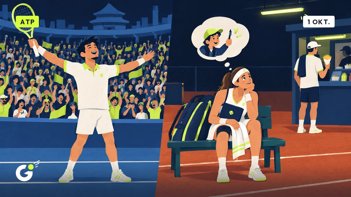 Céline seule sur le banc du terrain 4, son partenaire à la buvette avec un cornet de frites, face à un stade qui acclame un champion.